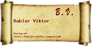 Babler Viktor névjegykártya